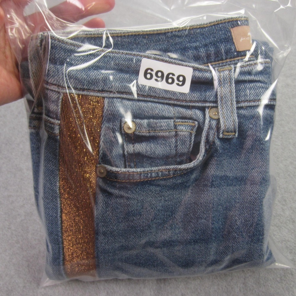 7 For All Mankind Luxe Vintage Jeans Womens 27 High Waist Lurex Stripe Ankle - Picture 16 of 16